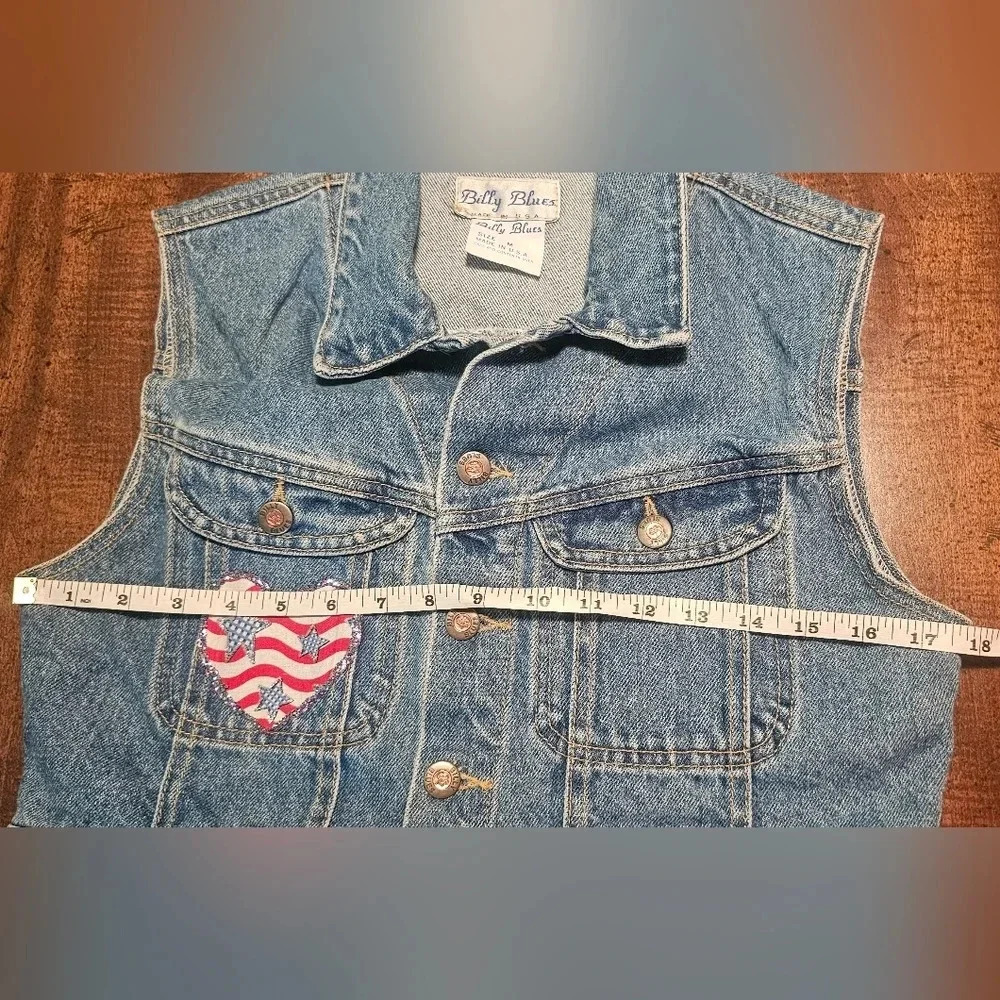 Vintage 90s Billy Blues Denim Vest Pockets Womens Size Medium USA Made - Picture 12 of 13